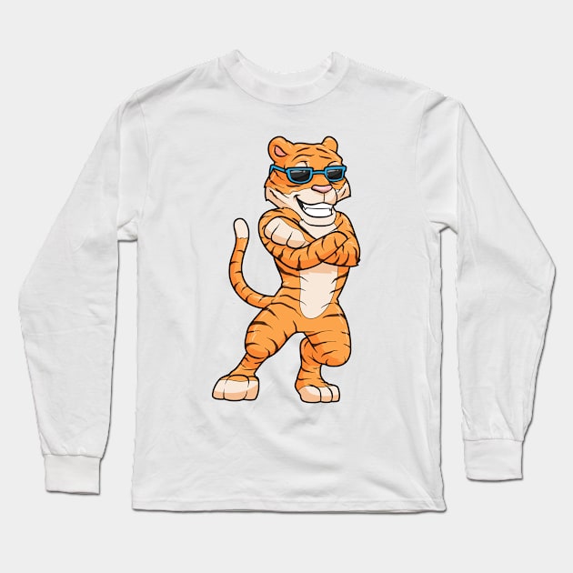 Cool tiger with sunglasses Long Sleeve T-Shirt by Markus Schnabel